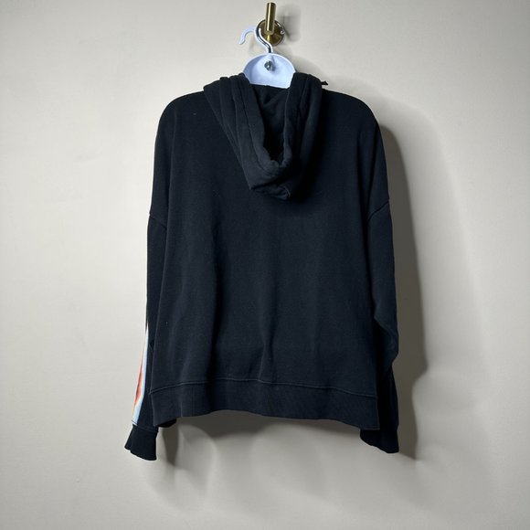 American Eagle Black/Rainbow Striped Hoodie Women's Large - Picture 4 of 5